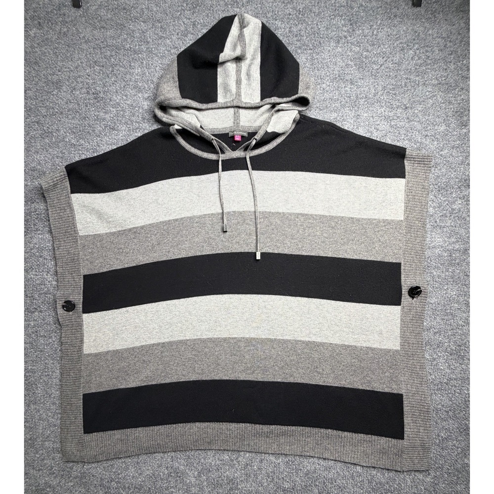 Vince Camuto Poncho Women S Gray/Black Mohair Wool Blend Quiet‎ Luxury Hoodie